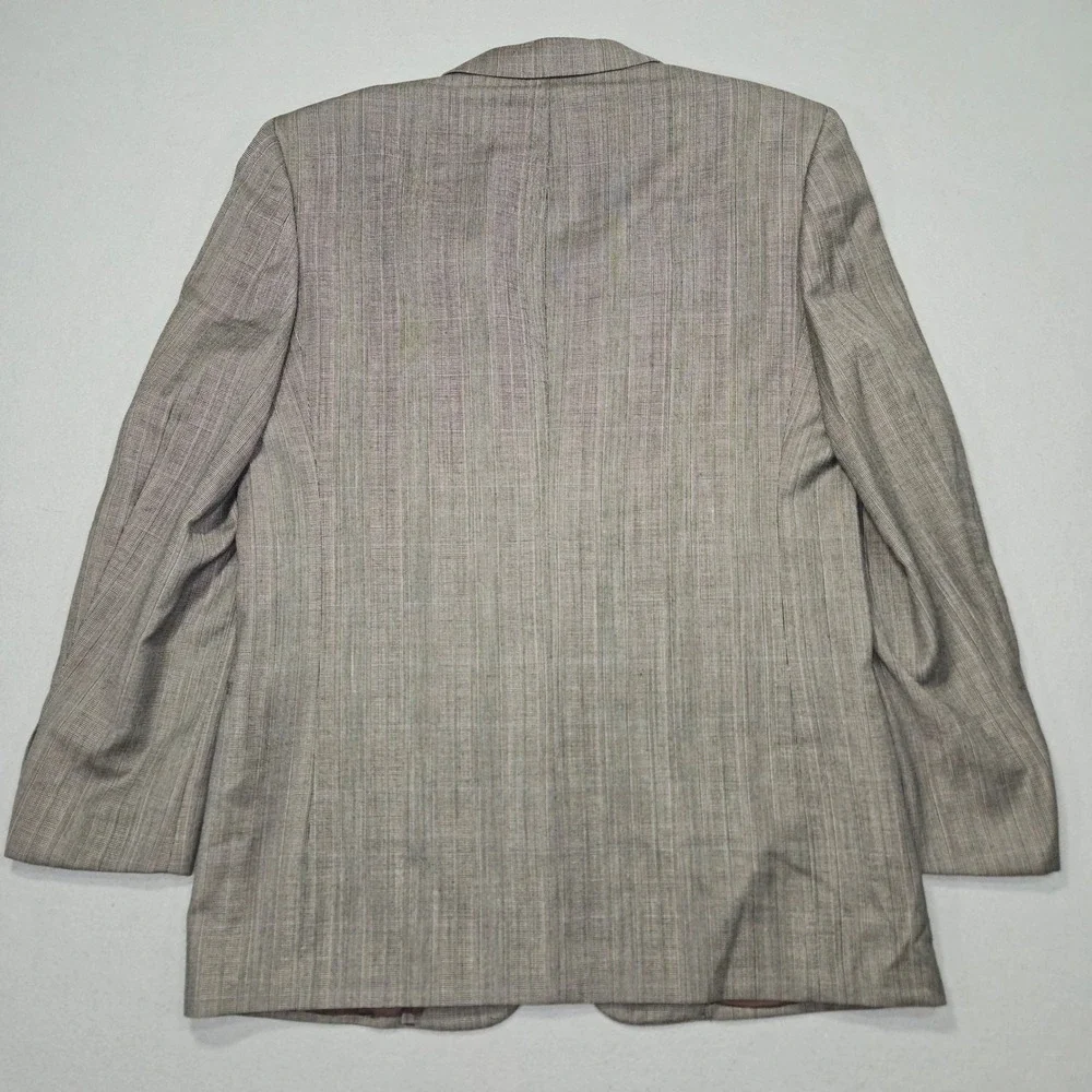 VTG Florentino Clothes Glen Check 2PC Wool Suit Blazer Trousers Gray Sz 38x33